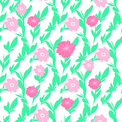 Abstract Artistic Fashion Flowers and Leaves Wallpaper. Bright colorful design for fabric, wallpaper, gift paper, web, wedding, invitation, birthday