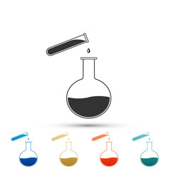 Test tube and flask - chemical laboratory test icon isolated on white background. Laboratory glassware sign. Set elements in colored icons. Flat design. Vector Illustration