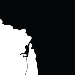 woman silhouette on the cliff illustration