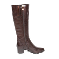 Women's demi-season high boots isolated on white background