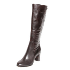 Women's demi-season high boots isolated on white background