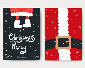 Christmas party invitation. Holidays cards. Vector hand drawn illustration.