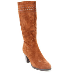 Women's demi-season high boots isolated on white background