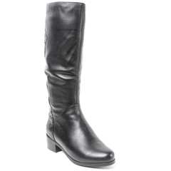 Women's demi-season high boots isolated on white background