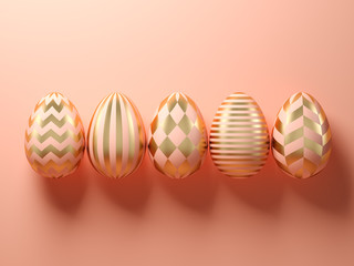 easter eggs on pink background 3d illustration