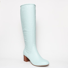 Women's demi-season high boots isolated on white background