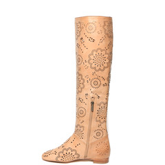 Women's demi-season high boots isolated on white background