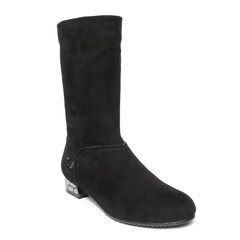 Women's demi-season high boots isolated on white background