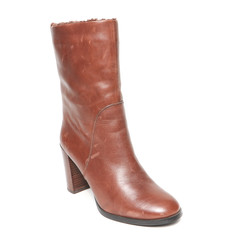 Women's demi-season high boots isolated on white background