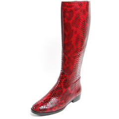 Women's demi-season high boots isolated on white background