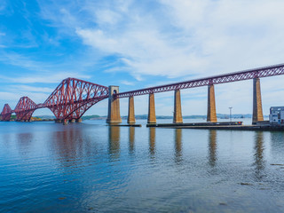 View of the Forth Bridge, a railway bridge across the Firth of Forth near Edinburgh, Scotland, UK.