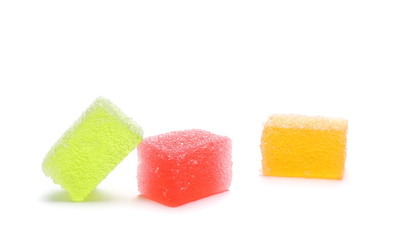 Colorful jelly sugar candies isolated on white background