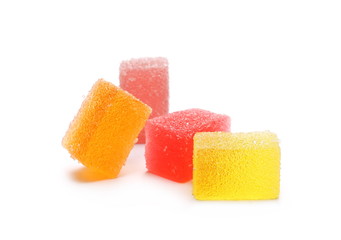 Colorful jelly sugar candies isolated on white background