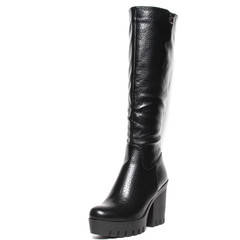 Women's demi-season high boots isolated on white background