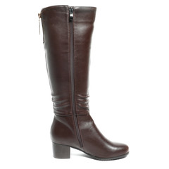 Women's demi-season high boots isolated on white background