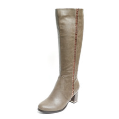 Women's demi-season high boots isolated on white background