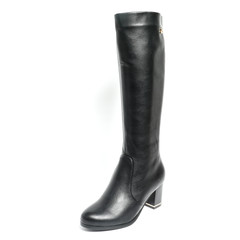 Women's demi-season high boots isolated on white background