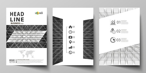 Business templates for brochure, magazine, flyer, booklet, report. Cover design template, vector layout in A4 size. Abstract infinity background, 3d structure, rectangles forming illusion of depth.