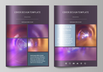 Business templates for brochure, magazine, flyer, booklet or annual report. Cover template, easy editable vector, abstract flat layout in A4 size. Bright color colorful design, beautiful futuristic