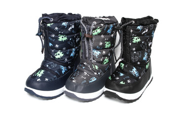 Winter boot's shoe for kid on white background