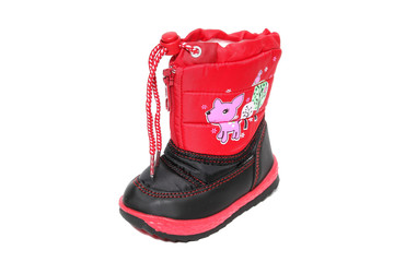 Winter boot's shoe for kid on white background