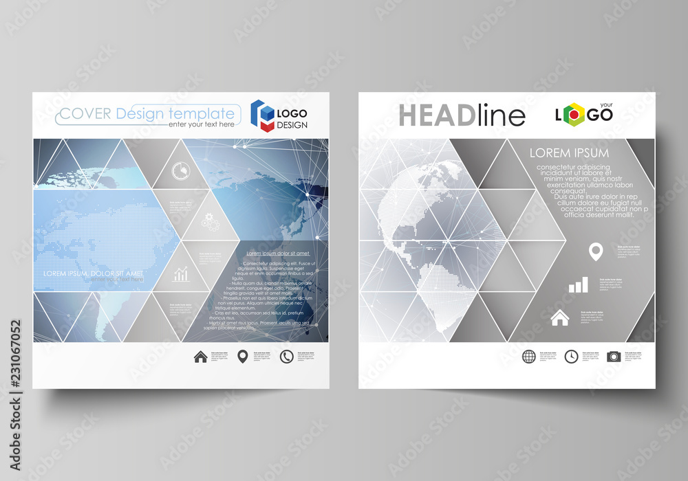 Aufkleber the minimalistic vector illustration of the editable layout of two square format covers design templ