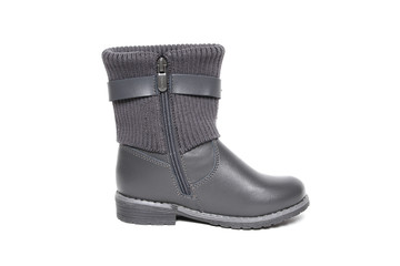 Winter boot's shoe for kid on white background