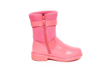 Winter boot's shoe for kid on white background