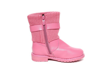 Winter boot's shoe for kid on white background