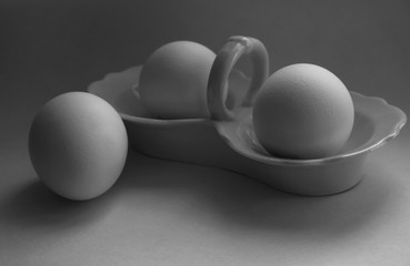 eggs in a porcelain dish