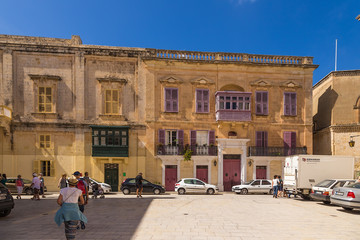 Obraz premium Mdina, Malta. Beautiful facades of private mansions