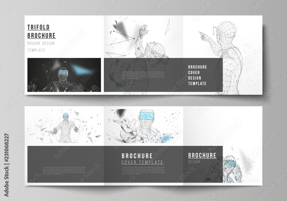Poster the minimal vector editable layout of two square format covers design template for trifold square br