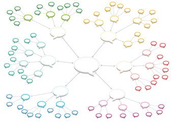 Speech bubbles. Colored information and knowledge sharing web.

