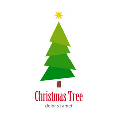 Logotipo Christmas Tree con árbol abstracto varias ramas diagonal