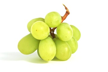 bunch of green grapes on white background