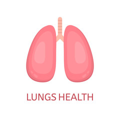 Obraz premium Lungs in flat style isolated on white background. Lungs health concept. Human lungs icon. Internal organ. Respiratory system. Healthcare. Vector illustration