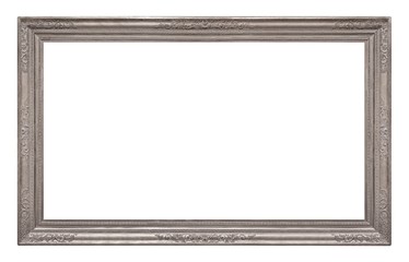 Silver frame for paintings, mirrors or photo isolated on white background