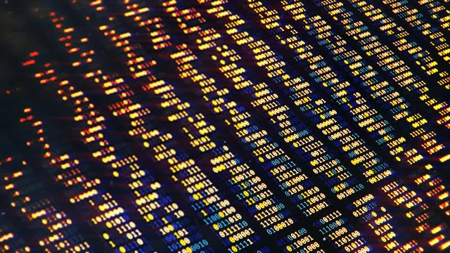 Programming code changing on screen, binary code, abstract hacking backgrounds