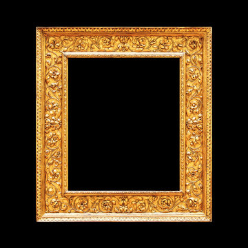 Gold frame isolated on black