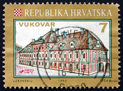 Postage stamp Croatia 1993 Eltz Castle, Vukovar, Croatian City