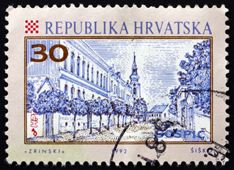Postage stamp Croatia 1993 Starcevic Street, Gospic, Croatian City