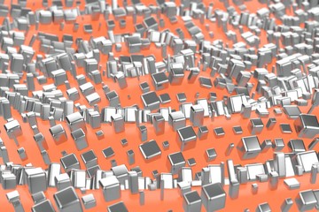 Silver or white gold platinum blocks cubes over light pink orange wave background. Modeling 3d illustration. wealth rich mining bitcoin concept . Money growing business finance success clipart