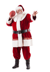 Santa Claus Holds Football And Is Ready To Throw