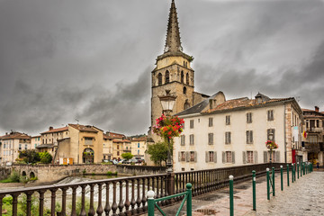 View of the Church of Saint Girons. Ariege France