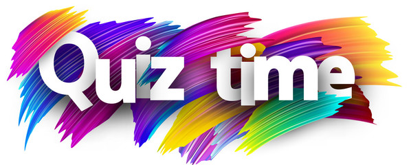 Quiz time poster with colorful brush strokes.