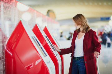 Young woman in international airport