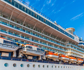 Lifeboats on Side of Cruise Ship