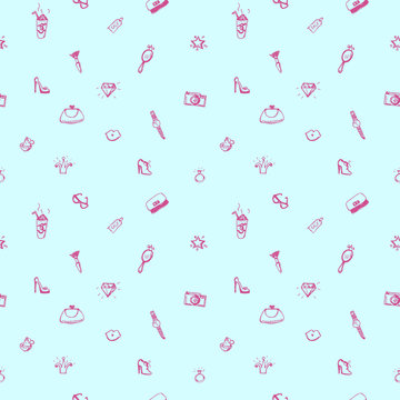 Seamless pattern with woman's things