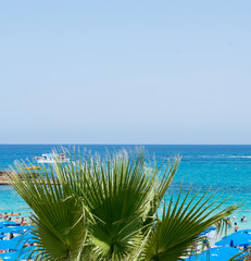Fototapeta na wymiar Seaview on the beach, sunny day on Protaras, Cyprus