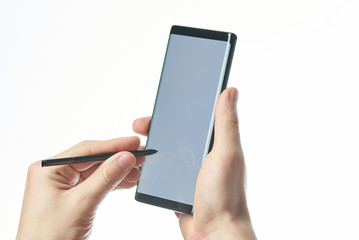 Swipe or touch smartphone with stylus